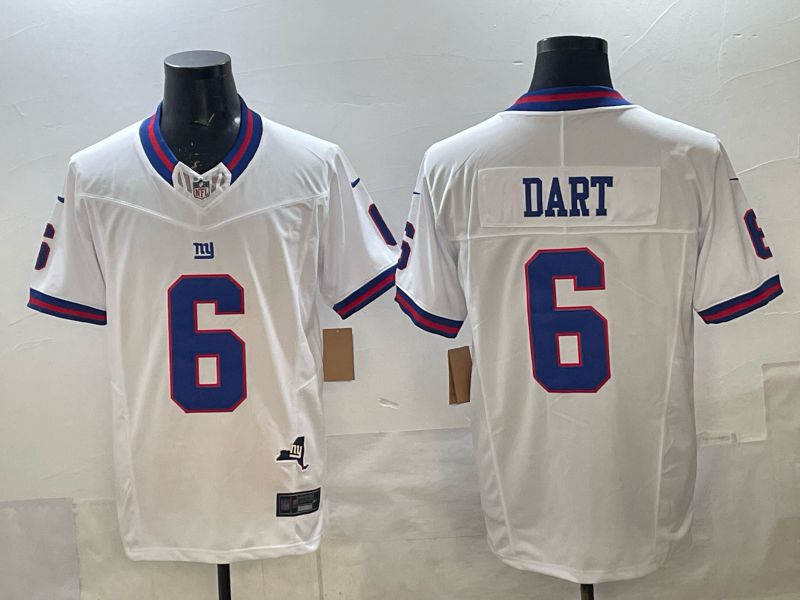 Men 2025 Nike New York Giants #6 Dart white Throwback 5th generation Limited NFL Jersey 005